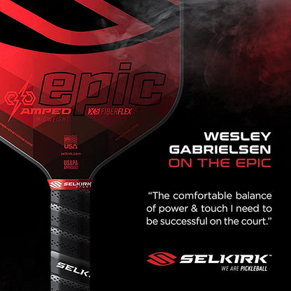 2024 Selkirk Amped Pickleball Paddle | Fiberglass Pickleball Paddle with a Polypropylene X5 Core | Pickleball Rackets Made in the USA | S2 Lightweight Selkirk Red |