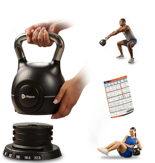 Boulder Adjustable Kettlebell – 7-In-1 Kettlebells Adjustable Weight Set for Full-Body Workouts – Space-Saving Design with Quick Select Dial – 5–44Lb, for Men & Women